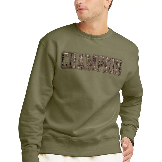 Promo π Champion Men's Powerblend Standard-Fit Logo-Print Fleece Sweatshirt Black π - Image 2