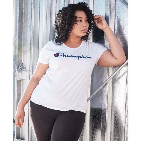 Discount 𧨠Champion Plus Size Classic Logo Graphic T-Shirt White π - Image 7