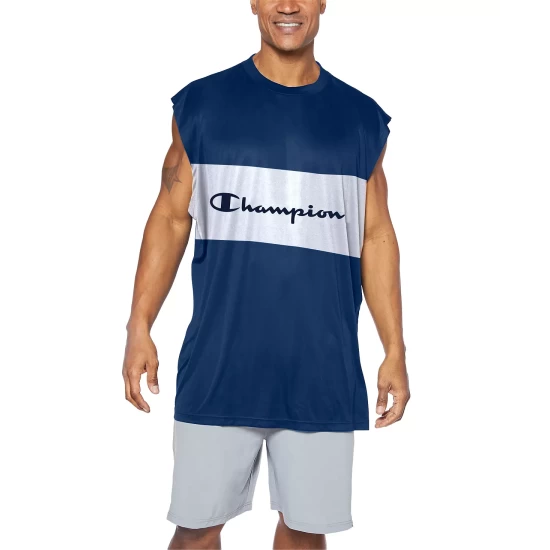 Buy β Champion Men's Relaxed-Fit Colorblocked Logo Muscle Tank Top Navy π―