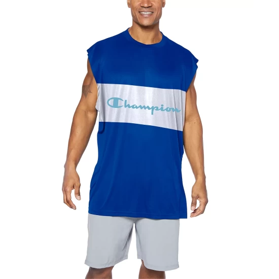 Buy β Champion Men's Relaxed-Fit Colorblocked Logo Muscle Tank Top Navy π― - Image 5