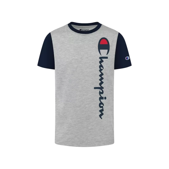 Cheapest β€οΈ Champion Little Boys Vertical Script Color Blocked T-shirt Oxford Heather, Navy β¨ - Image 2