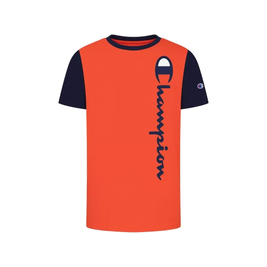 Cheapest β€οΈ Champion Little Boys Vertical Script Color Blocked T-shirt Oxford Heather, Navy β¨ - Image 3