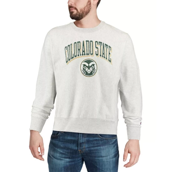 Best deal π Champion Men's Gray Colorado State Rams Arch Over Logo Reverse Weave Pullover Sweatshirt π₯ - Image 5