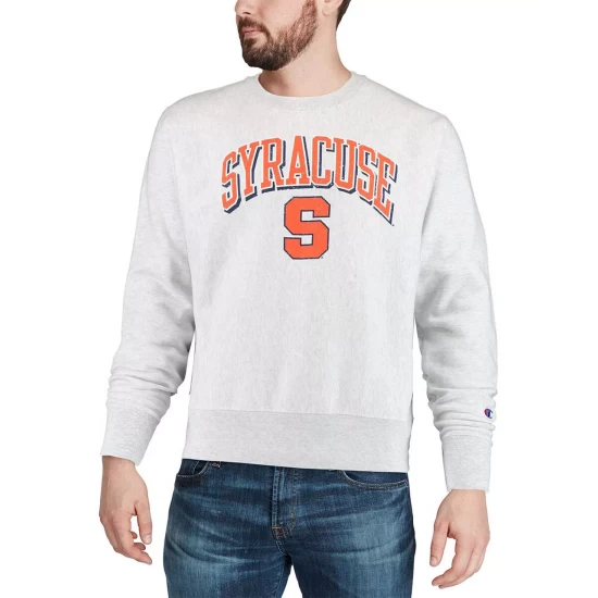 Deals π Champion Men's Gray Syracuse Orange Arch Over Logo Reverse Weave Pullover Sweatshirt β - Image 5