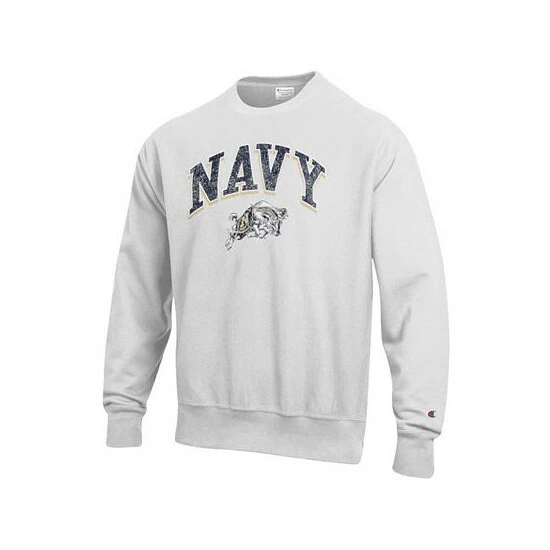 Deals π Champion Men's Gray Navy Midshipmen Arch Over Logo Reverse Weave Pullover Sweatshirt π― - Image 3