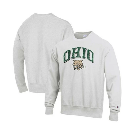 Flash Sale β¨ Champion Men's Gray Ohio Bobcats Arch Over Logo Reverse Weave Pullover Sweatshirt π