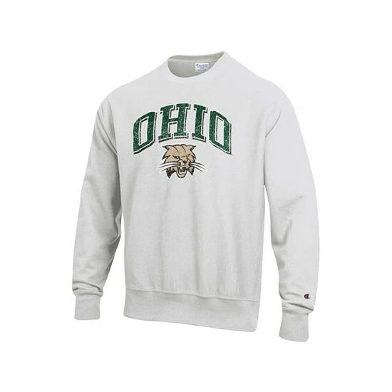 Flash Sale β¨ Champion Men's Gray Ohio Bobcats Arch Over Logo Reverse Weave Pullover Sweatshirt π - Image 3