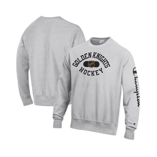 Best Pirce π Champion Men's Heathered Gray Vegas Golden Knights Reverse Weave Pullover Sweatshirt π