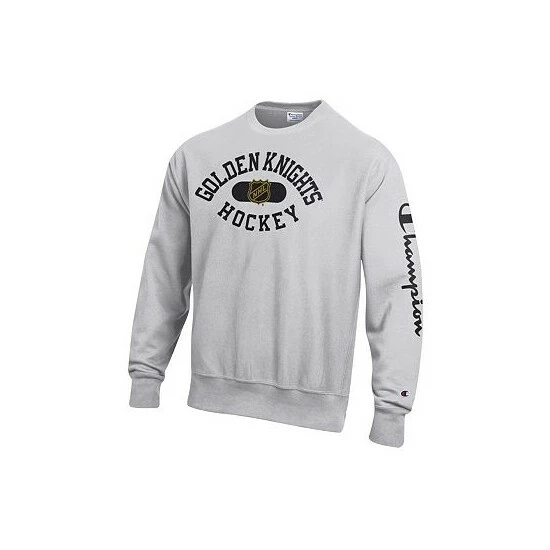 Best Pirce π Champion Men's Heathered Gray Vegas Golden Knights Reverse Weave Pullover Sweatshirt π - Image 3