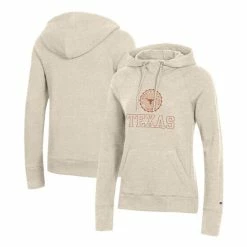 Discount π₯ Champion π© Women's Heathered Oatmeal Texas Longhorns College Seal Pullover Hoodie β