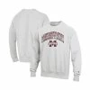 Cheapest 🌟 Champion Men's Gray Mississippi State Bulldogs Arch Over Logo Reverse Weave Pullover Sweatshirt ✨