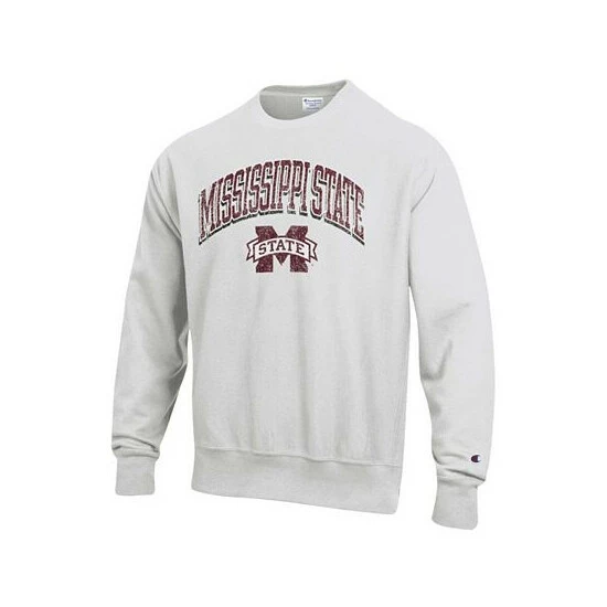 Cheapest π Champion Men's Gray Mississippi State Bulldogs Arch Over Logo Reverse Weave Pullover Sweatshirt β¨ - Image 3