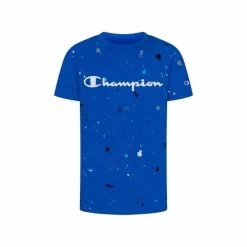 New 🌟 Champion Toddler Boys All-over Print Paint Splatter T-shirt Bozetto Blue 🔥