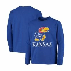 Discount 🔔 Champion Youth Boys Royal Kansas Jayhawks Lockup Long Sleeve T-shirt 🔔