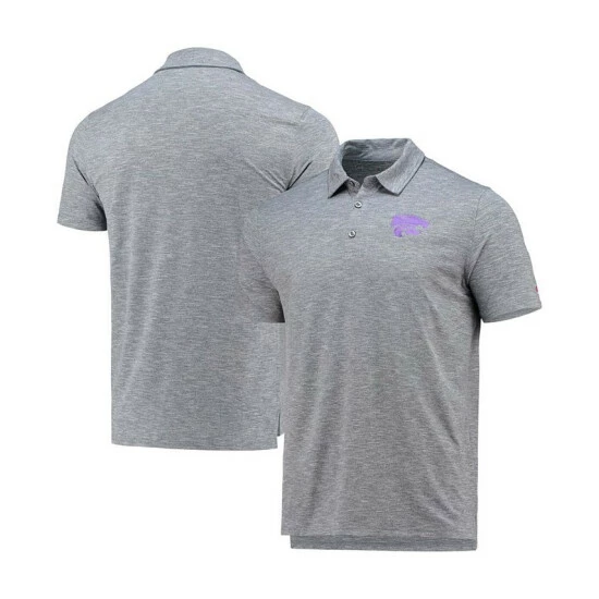 New π Champion Men's Gray Kansas State Wildcats Micro Mesh Space-Dye Polo π Shirt π―