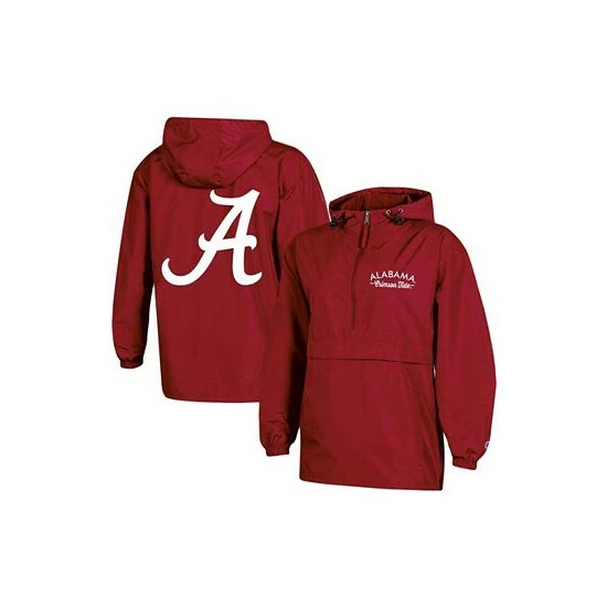 Budget π Champion π© Women's Crimson Alabama Crimson Tide Packable Half-Zip Light Rain Jacket π - Image 5