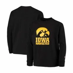 Flash Sale 🔔 Champion Youth Boys Black Iowa Hawkeyes Lockup Long Sleeve T-shirt ✨