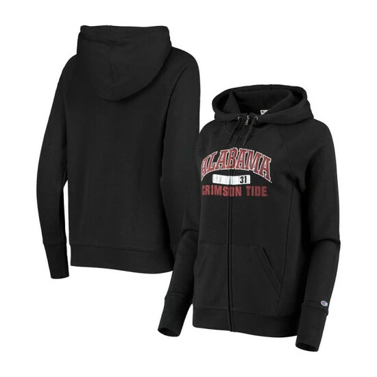 Outlet π€© Champion π© Women's Black Alabama Crimson Tide University Full-Zip Hoodie π§¨
