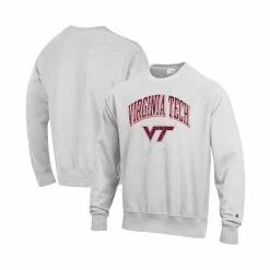 Cheap π₯° Champion Men's Gray Virginia Tech Hokies Arch Over Logo Reverse Weave Pullover Sweatshirt π