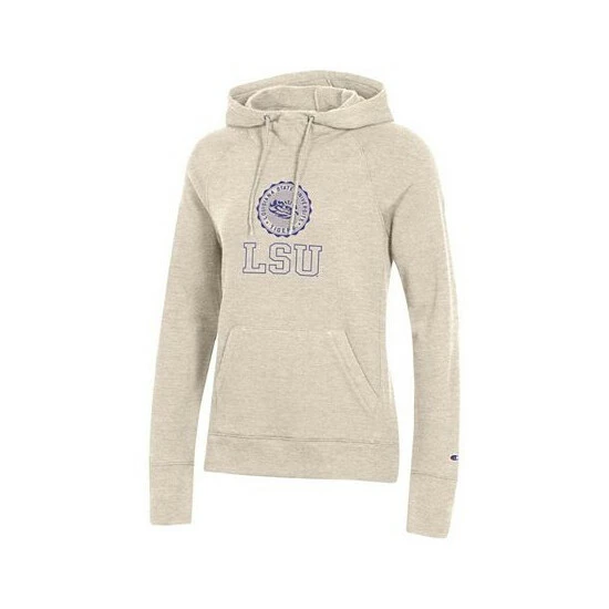 Buy π Champion π© Women's Heathered Oatmeal LSU Tigers College Seal Pullover Hoodie β - Image 2