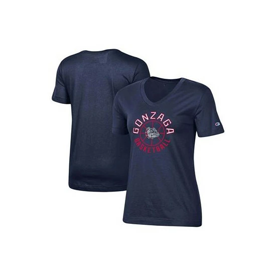 Best reviews of β Champion π© Women's Navy Gonzaga Bulldogs π Basketball V-Neck T-shirt π - Image 2