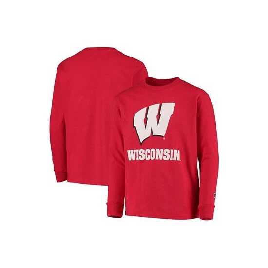 Brand new π Champion Youth Boys Red Wisconsin Badgers Lockup Long Sleeve T-shirt π€© - Image 2