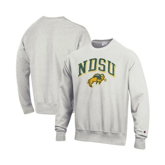 Cheapest 𧨠Champion Men's Gray NDSU Bison Arch Over Logo Reverse Weave Pullover Sweatshirt π