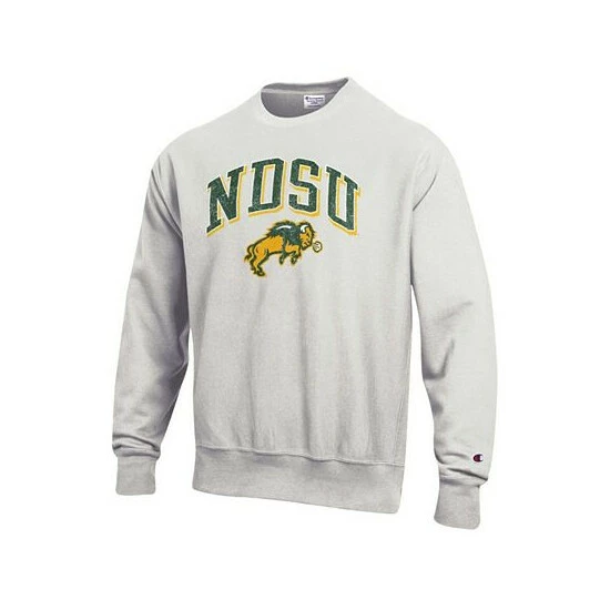 Cheapest 𧨠Champion Men's Gray NDSU Bison Arch Over Logo Reverse Weave Pullover Sweatshirt π - Image 3