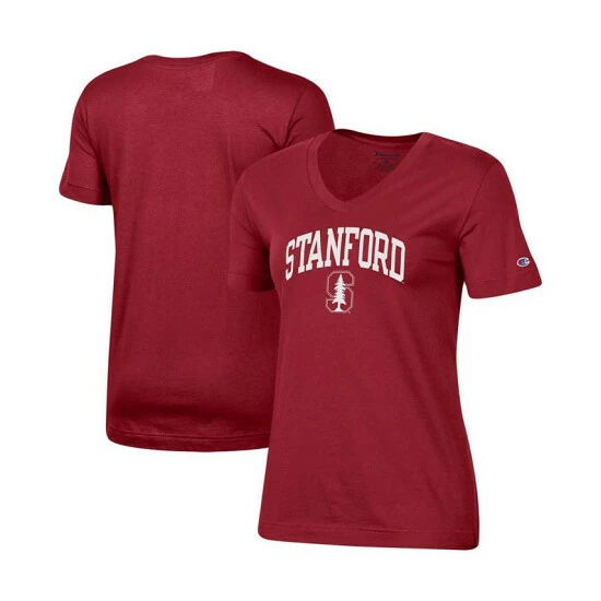 Cheap π€© Champion π© Women's Cardinal Stanford Cardinal University Arch Logo V-Neck T-shirt π