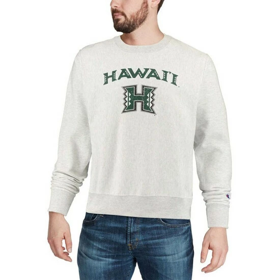 Brand new π Champion Men's Gray Hawaii Warriors Arch Over Logo Reverse Weave Pullover Sweatshirt π₯° - Image 4