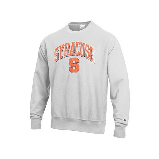 Deals π Champion Men's Gray Syracuse Orange Arch Over Logo Reverse Weave Pullover Sweatshirt β - Image 3